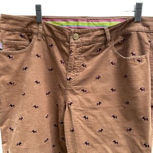Lilly Pulitzer White Label Pants Womens Sz 12 Tan Corduroy Scottie Dog Pants.